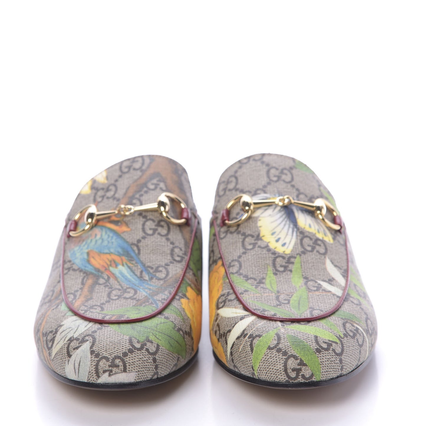 GG Supreme Monogram Tian Womens Princetown Slippers 38.5 Beige Ebony Multicolor