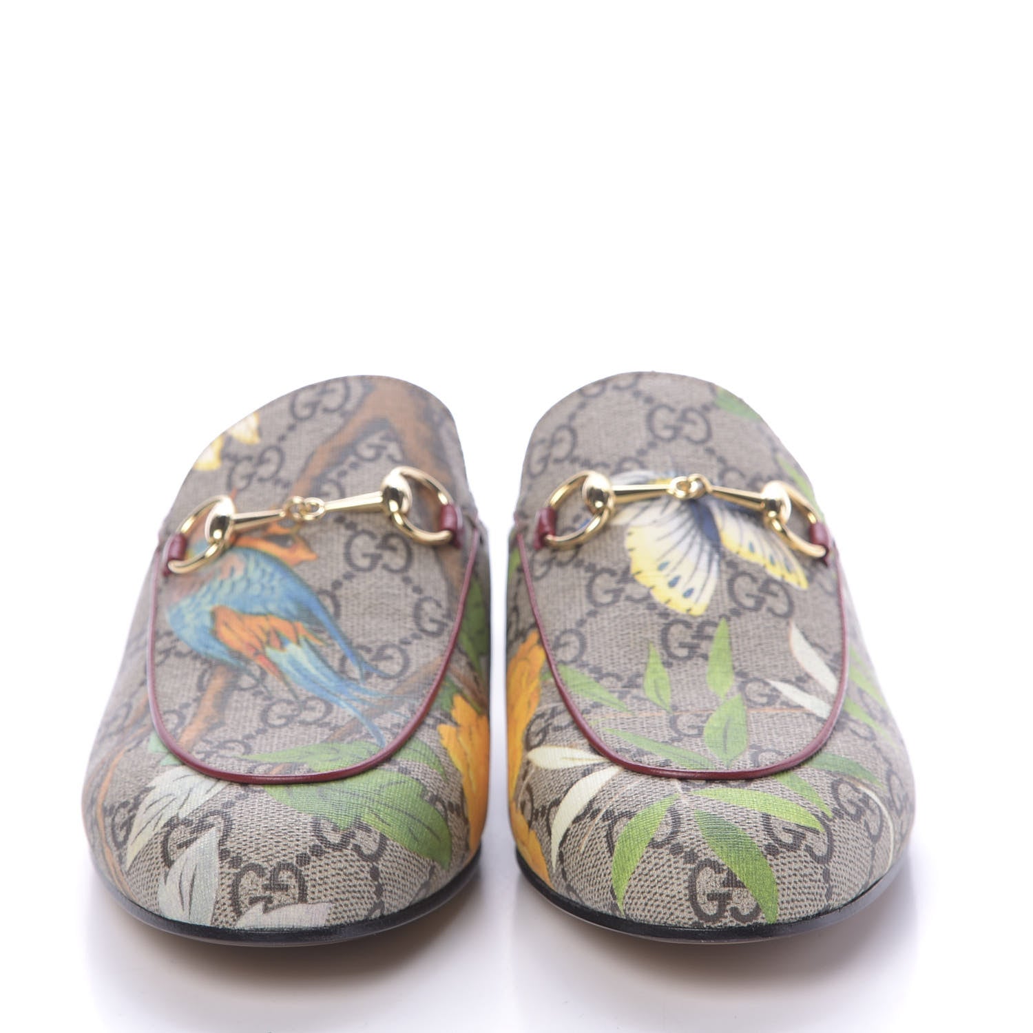 Gucci GG Supreme Monogram Tian Womens Princetown Slippers 38.5 Beige Ebony Multicolor 2 of 10