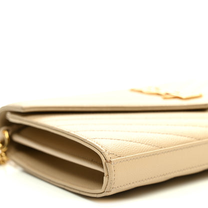Saint Laurent Grain De Poudre Matelasse Chevron Monogram Chain Wallet Nude Powder Nude Powder 9 of 13