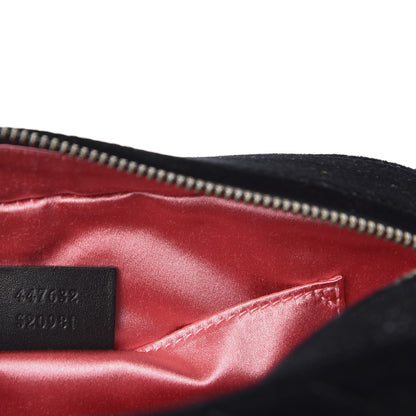 Gucci Velvet Matelasse Deer Embroidered Small GG Marmont Chain Shoulder Bag Black 8 of 9