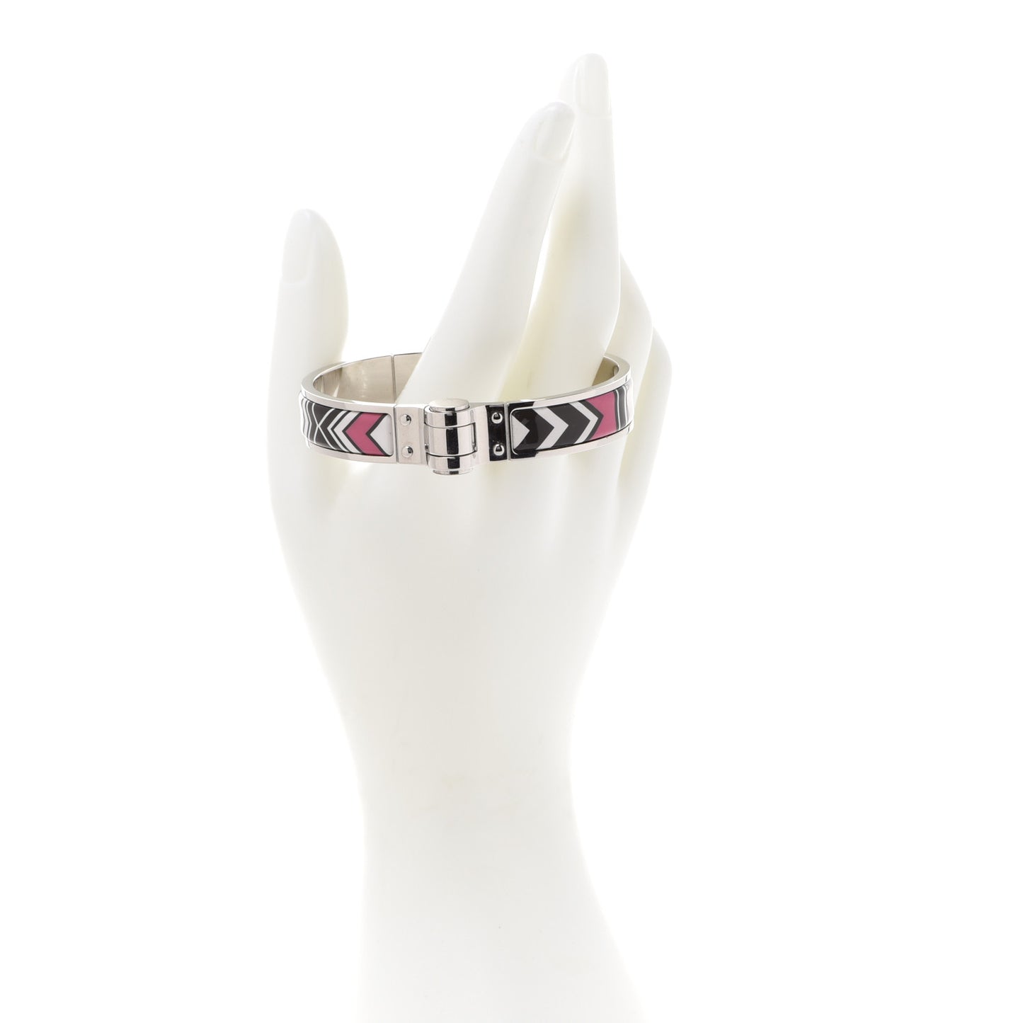 Enamel Printed Narrow Washington's Carriage Tattoo Hinged Bracelet S Faux Gris
