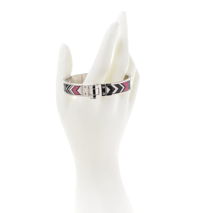 Hermes Enamel Printed Narrow Washington's Carriage Tattoo Hinged Bracelet S Faux Gris 3 of 12