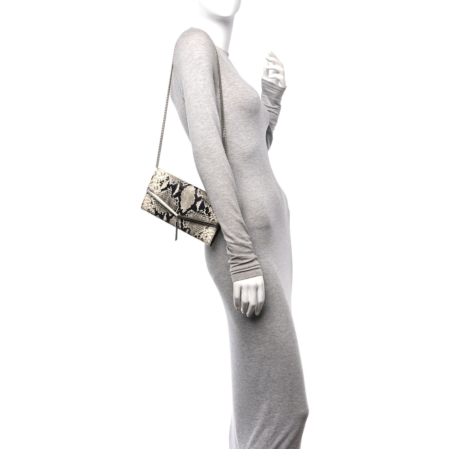 Calfskin Snakeskin Embossed Elish Chain Clutch Multicolor