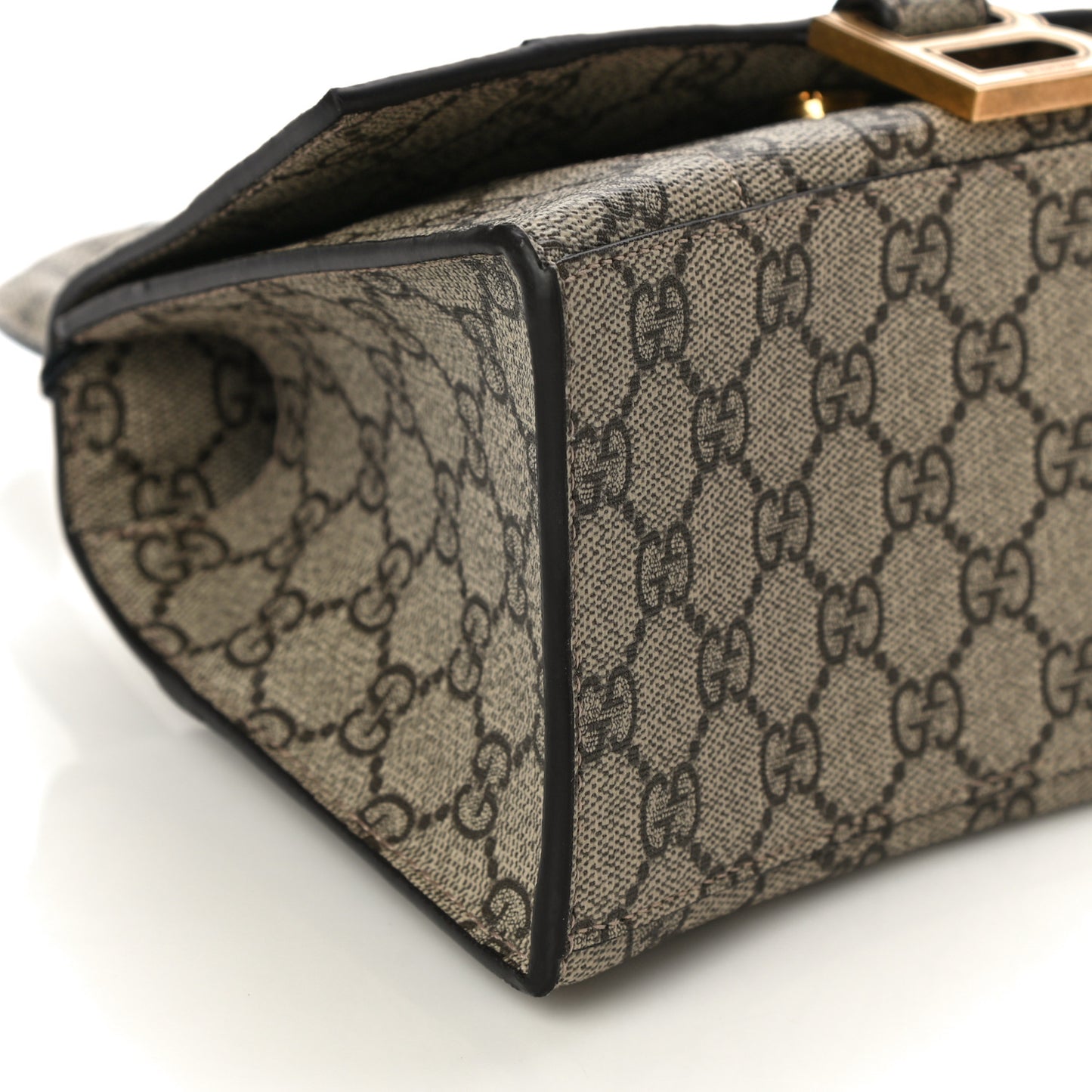 X GUCCI GG Supreme Monogram Small Hourglass Top Handle Bag Beige Ebony