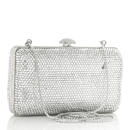 Judith Leiber Swarovski Crystal Minaudiere Clutch Silver 2 of 8
