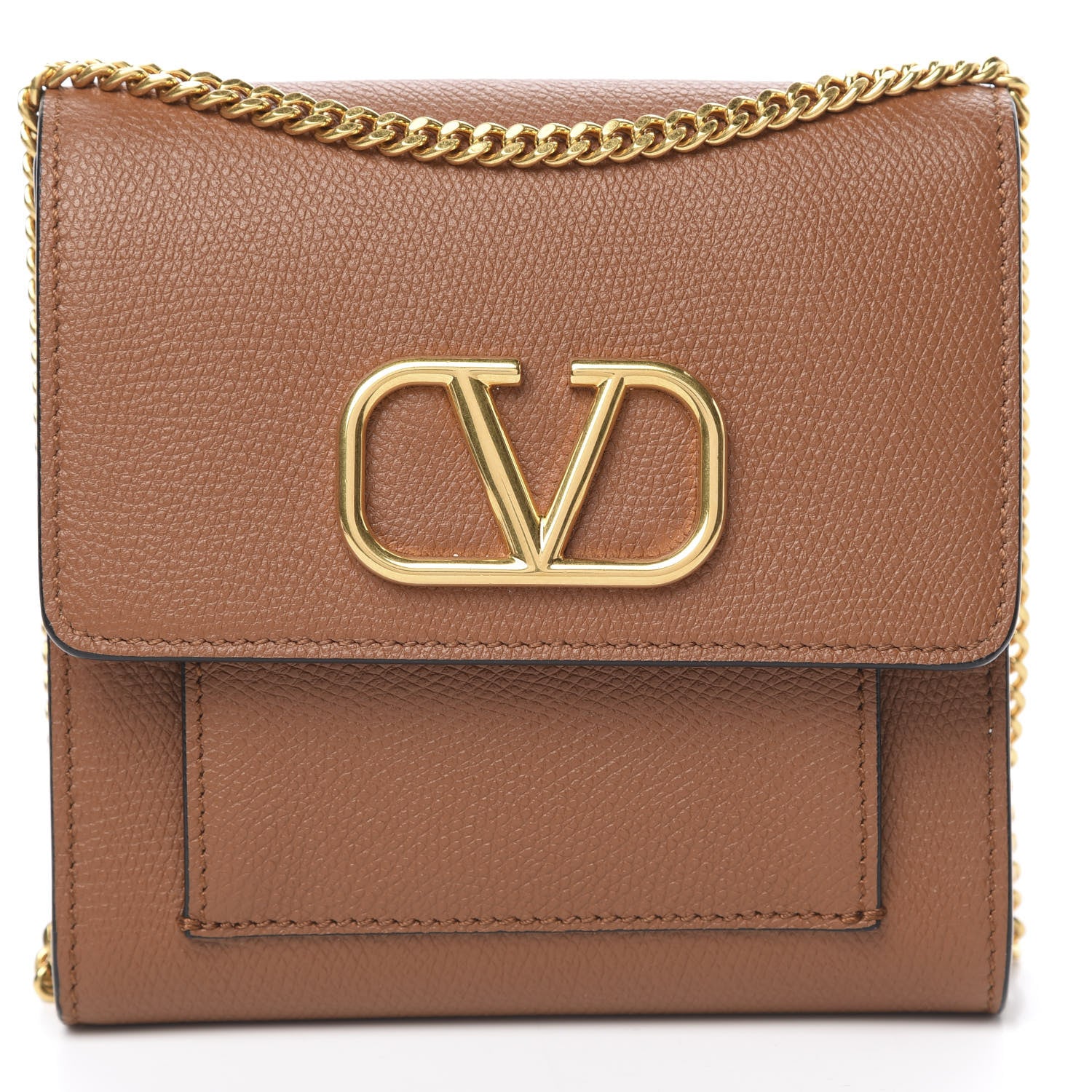 Valentino Garavani Grainy Calfskin VLogo Crossbody Bag Saddle Brown 6 of 8