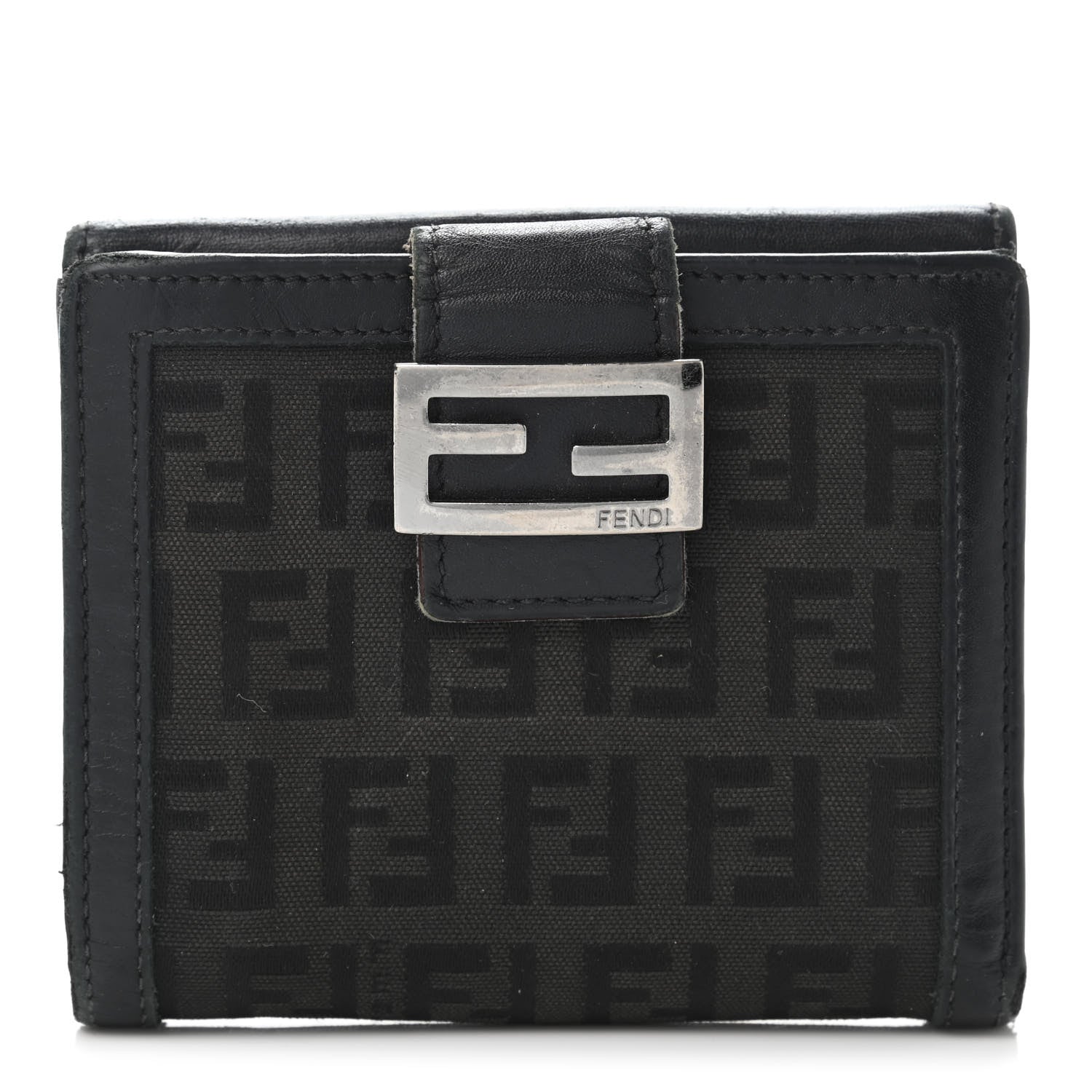 Fendi Zucchino Compact Wallet Black 1 of 4