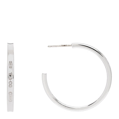 Tiffany Sterling Silver 1837 Medium Narrow Hoop Earrings 1 of 4