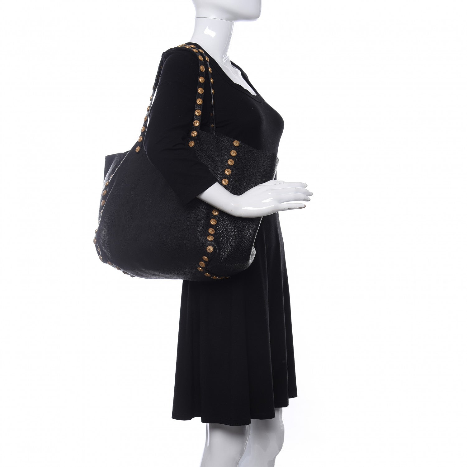 Valentino Garavani Grained Calfskin Large Studded Zodiac Tote Black 2 of 11