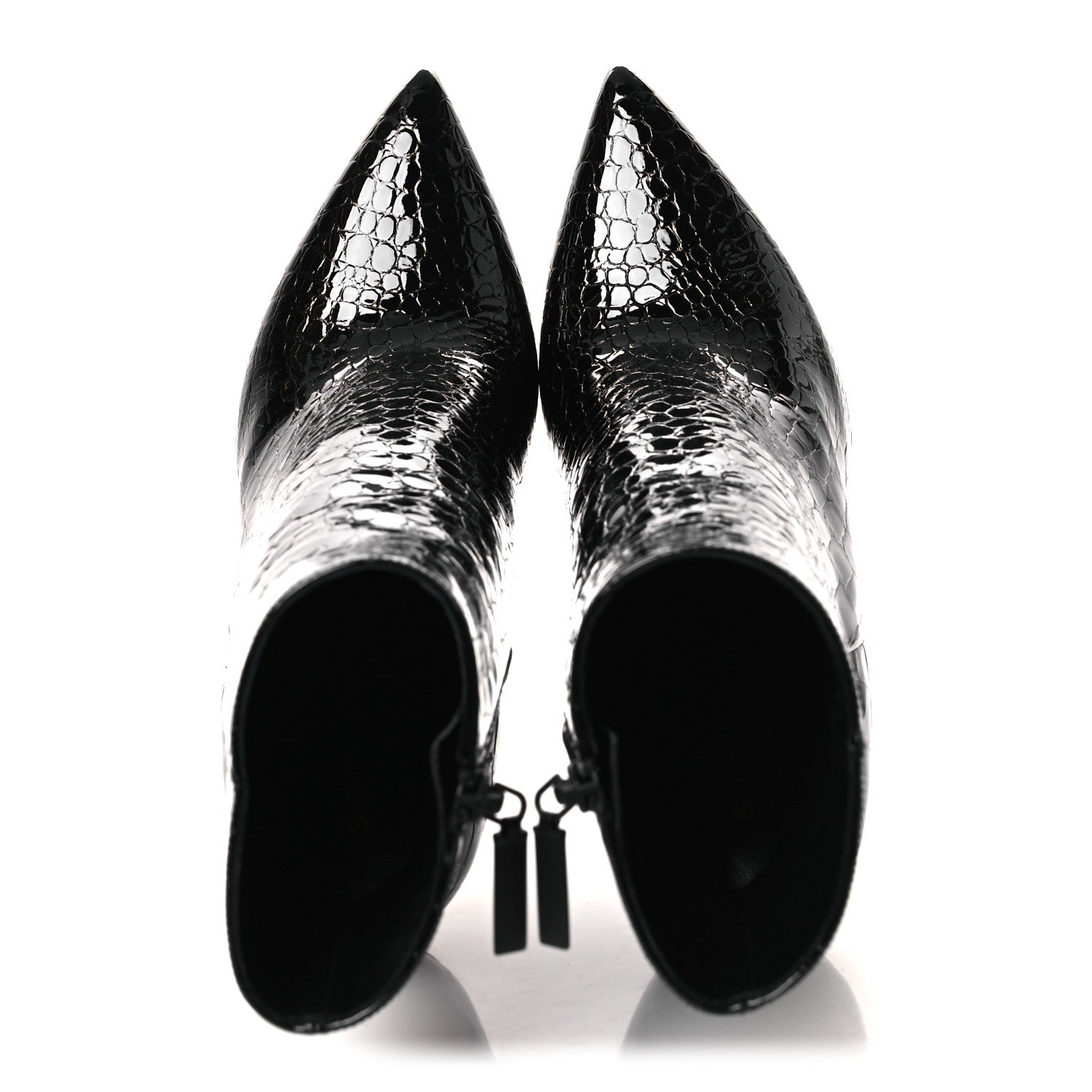 Saint Laurent Alligator Embossed Patent Calfskin Opyum 110 Ankle Boots 38 Black 2 of 11