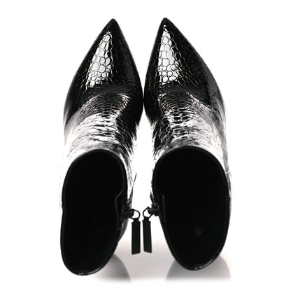 Saint Laurent Alligator Embossed Patent Calfskin Opyum 110 Ankle Boots 38 Black 2 of 11