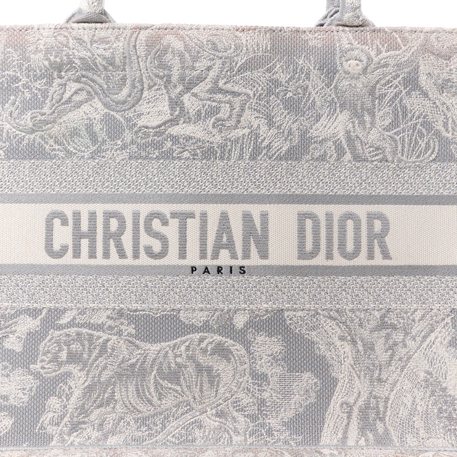Christian Dior Canvas Embroidered Medium Dioriviera Toile De Jouy Reverse Book Tote Gray 8 of 13