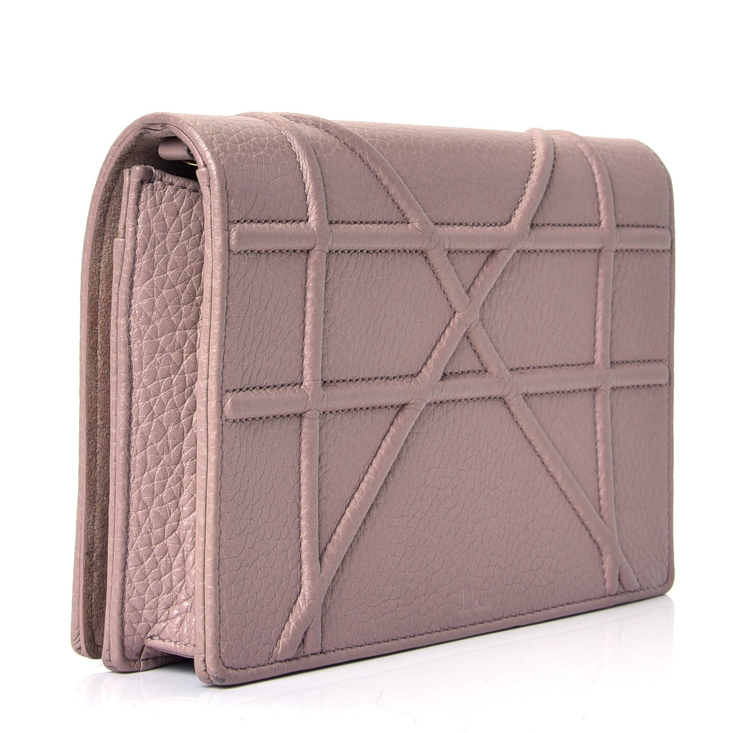 Grained Calfskin Diorama Wallet on Chain Pouch Nude