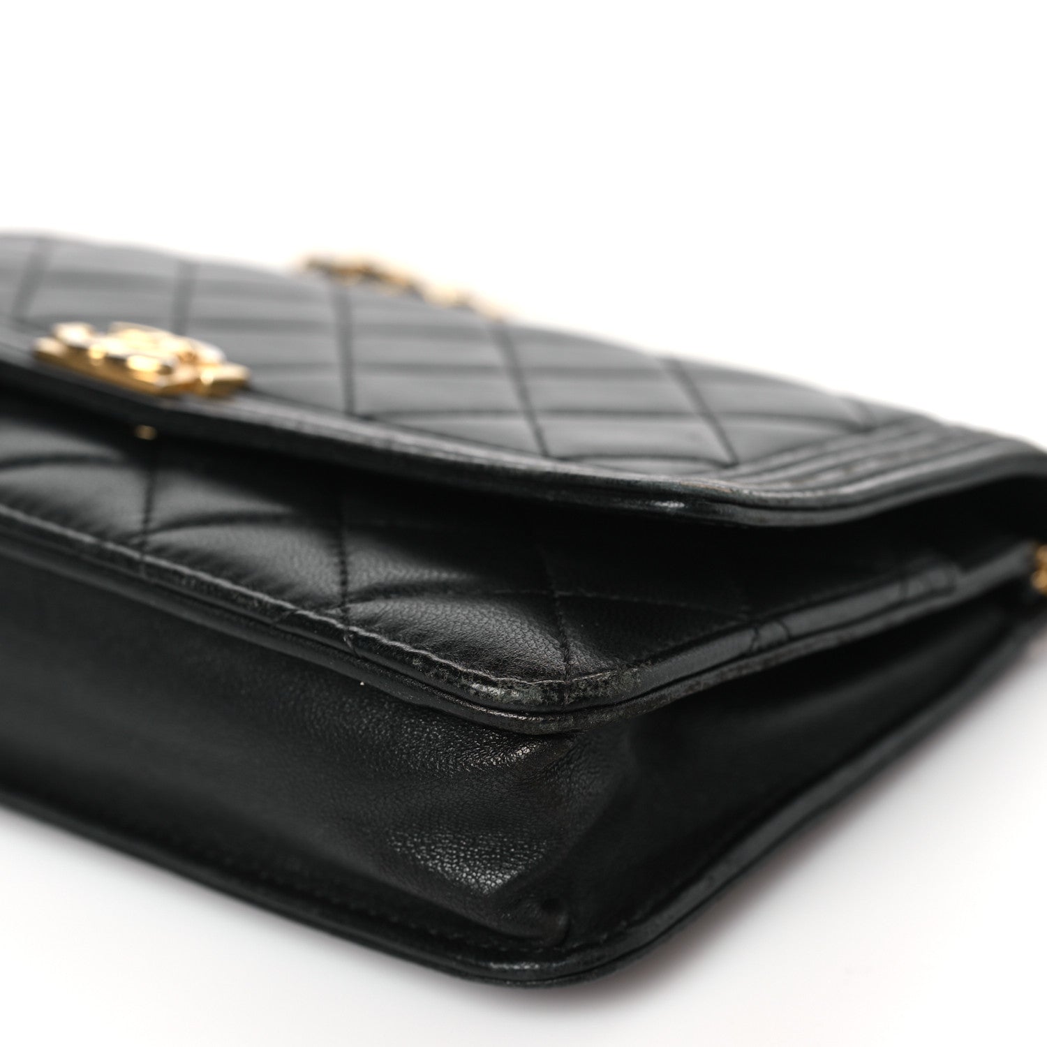 Chanel Lambskin Quilted Boy Wallet On Chain WOC Black 10 of 11