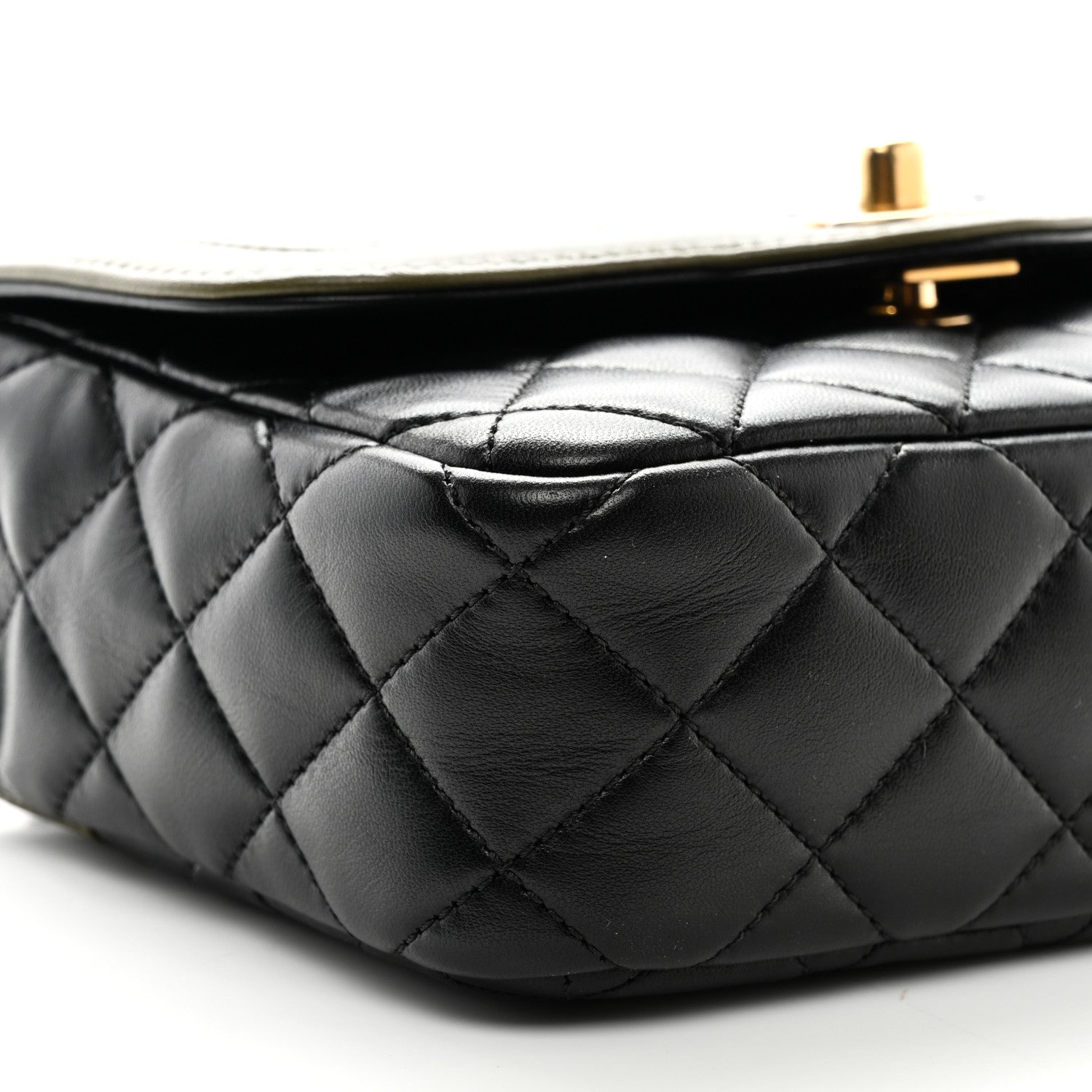 Chanel Lambskin Mini Square Flap Black Khaki 9 of 10