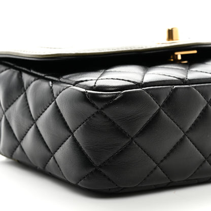 Chanel Lambskin Mini Square Flap Black Khaki 9 of 10