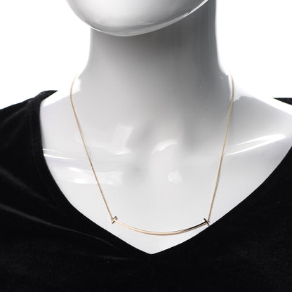 Tiffany 18K Yellow Gold Large T Smile Pendant Necklace 2 of 5