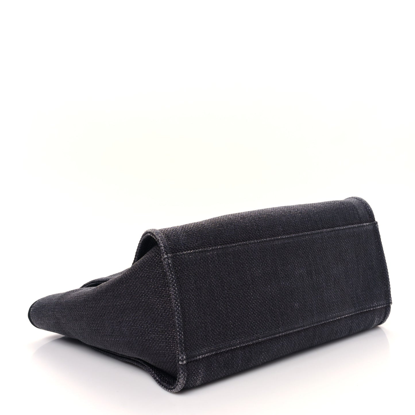 Woven Straw Raffia Medium Deauville Tote Black