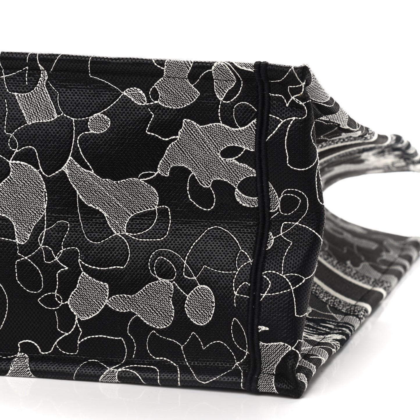 Canvas Embroidered Large Around The World Book Tote Black White