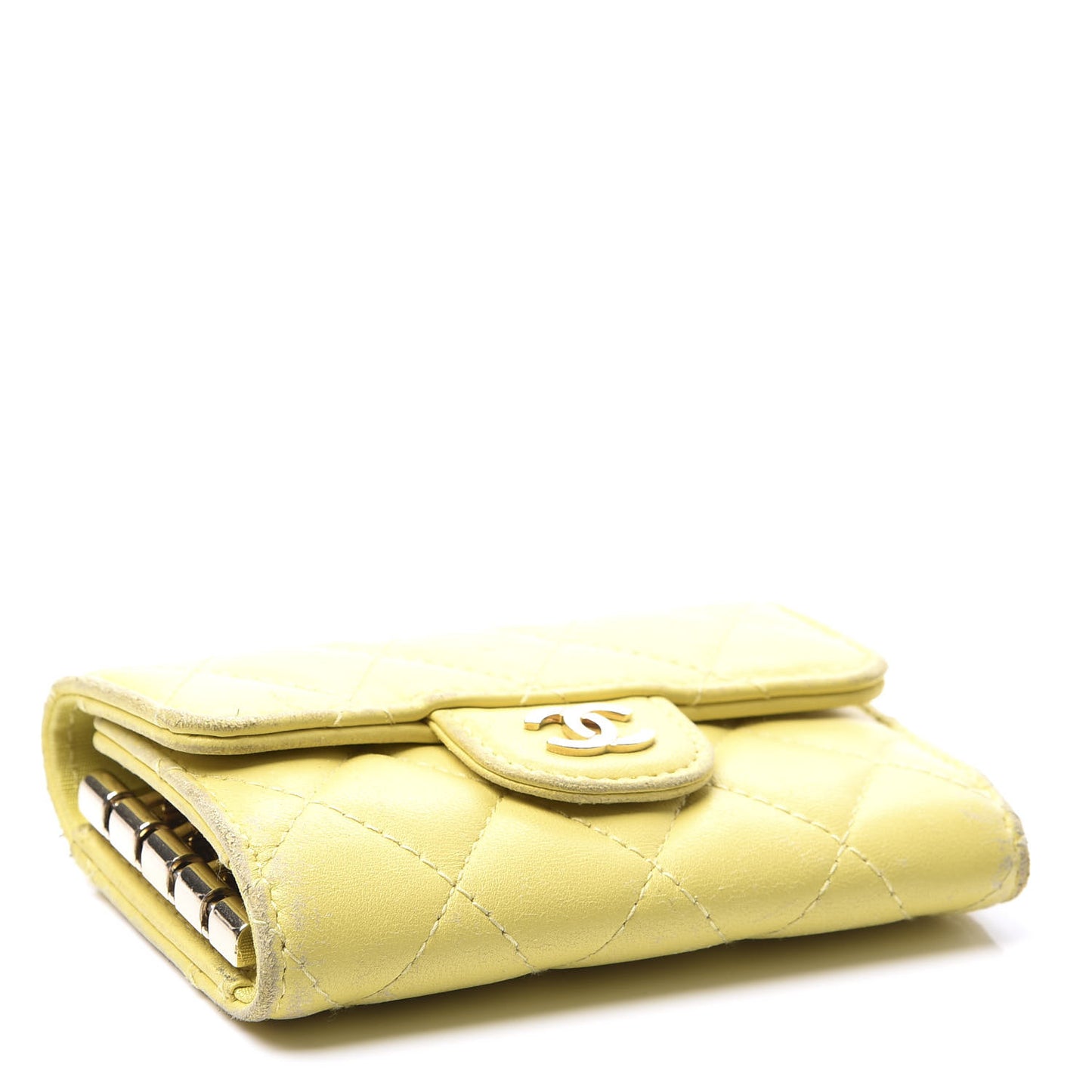 Lambskin Quilted 4 Key Holder Yellow