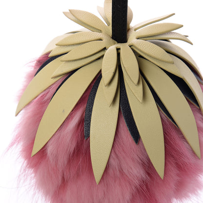Fendi Fox Rabbit Fur Nappa Pineapple Bag Charm Rosa Scuro Banana Multicolor 6 of 9