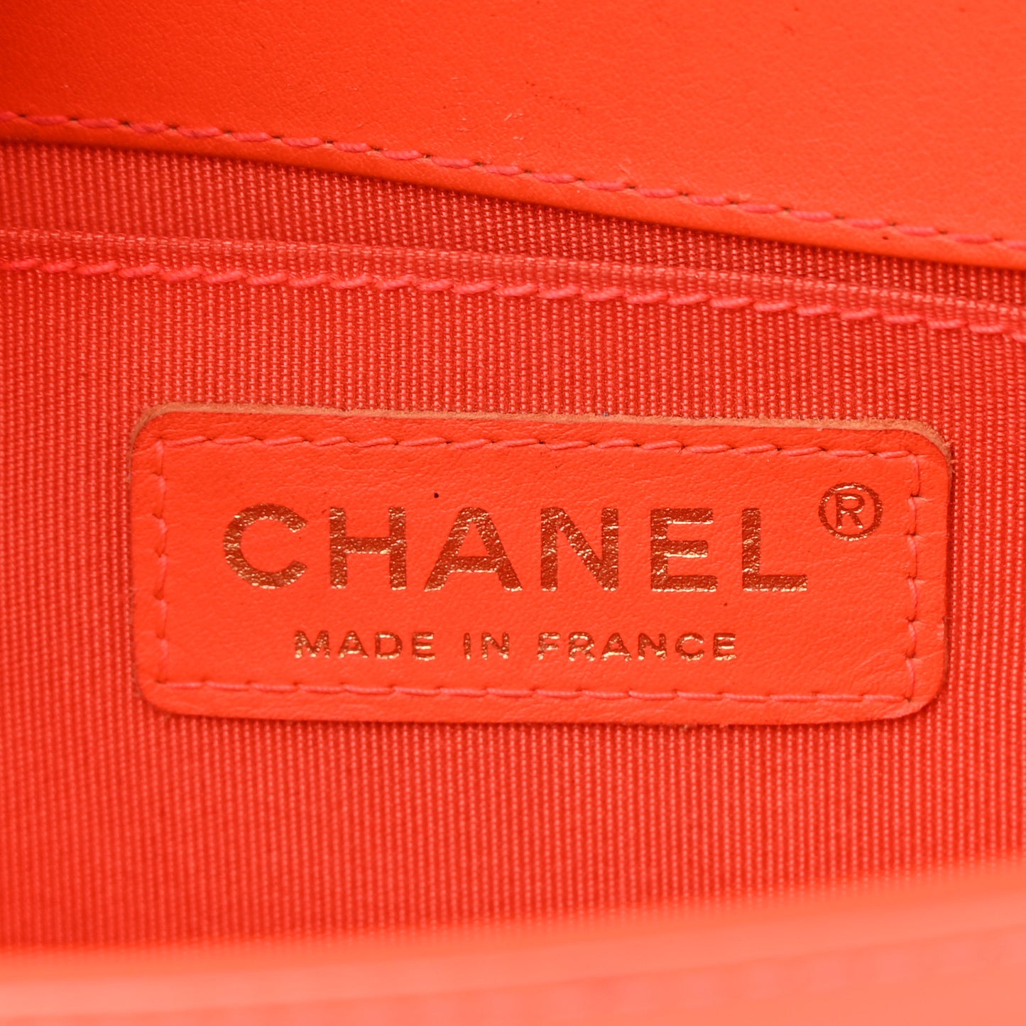 Patent Calfskin Quilted Small Boy Flap Orange