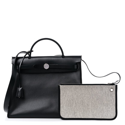 Hermes Toile H Berline Vache Hunter Herbag Zip PM 31 Black Ecru 1 of 12
