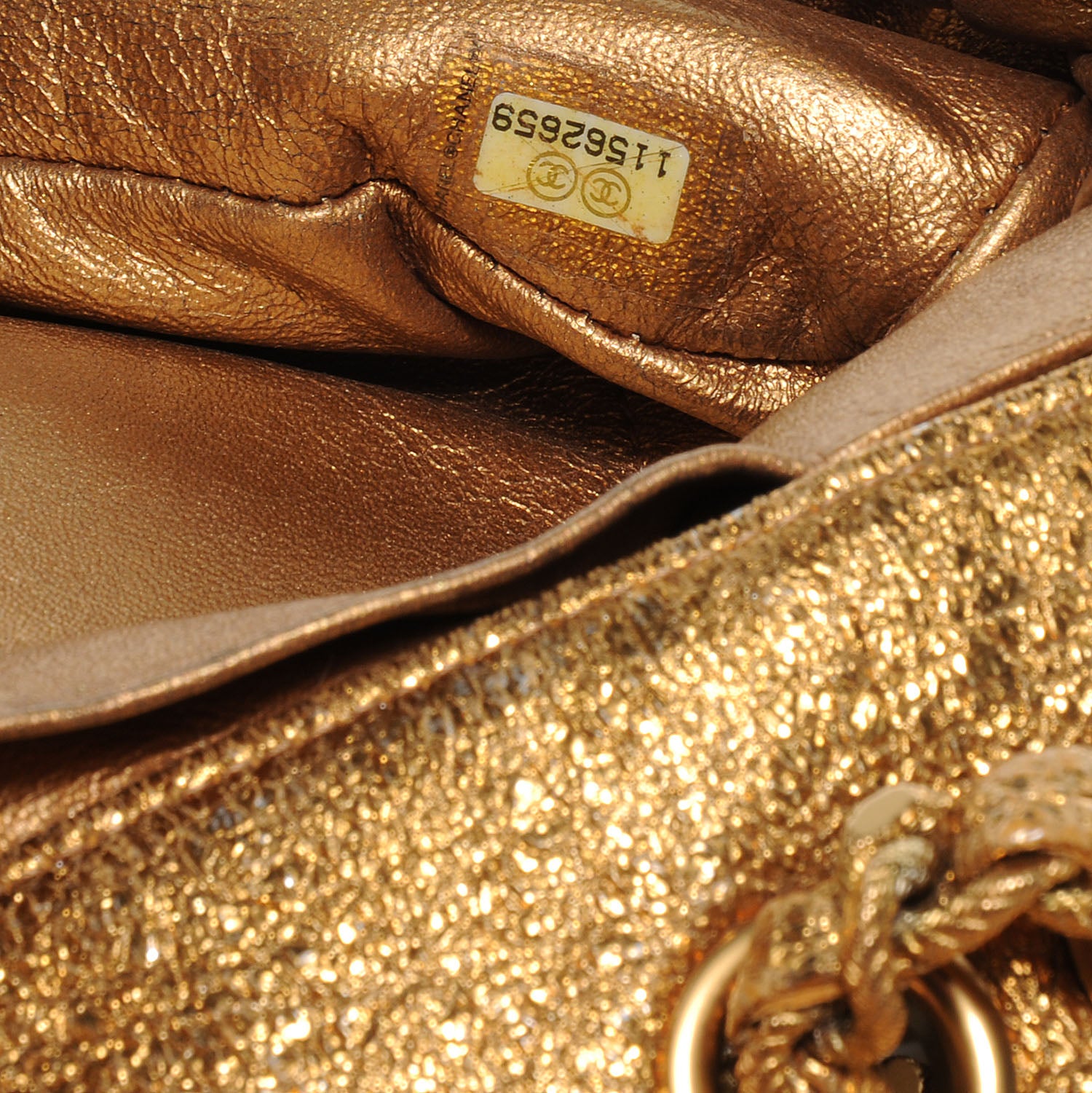 Chanel Crackled Quilted East West Flap Metallic Gold 7 of 8