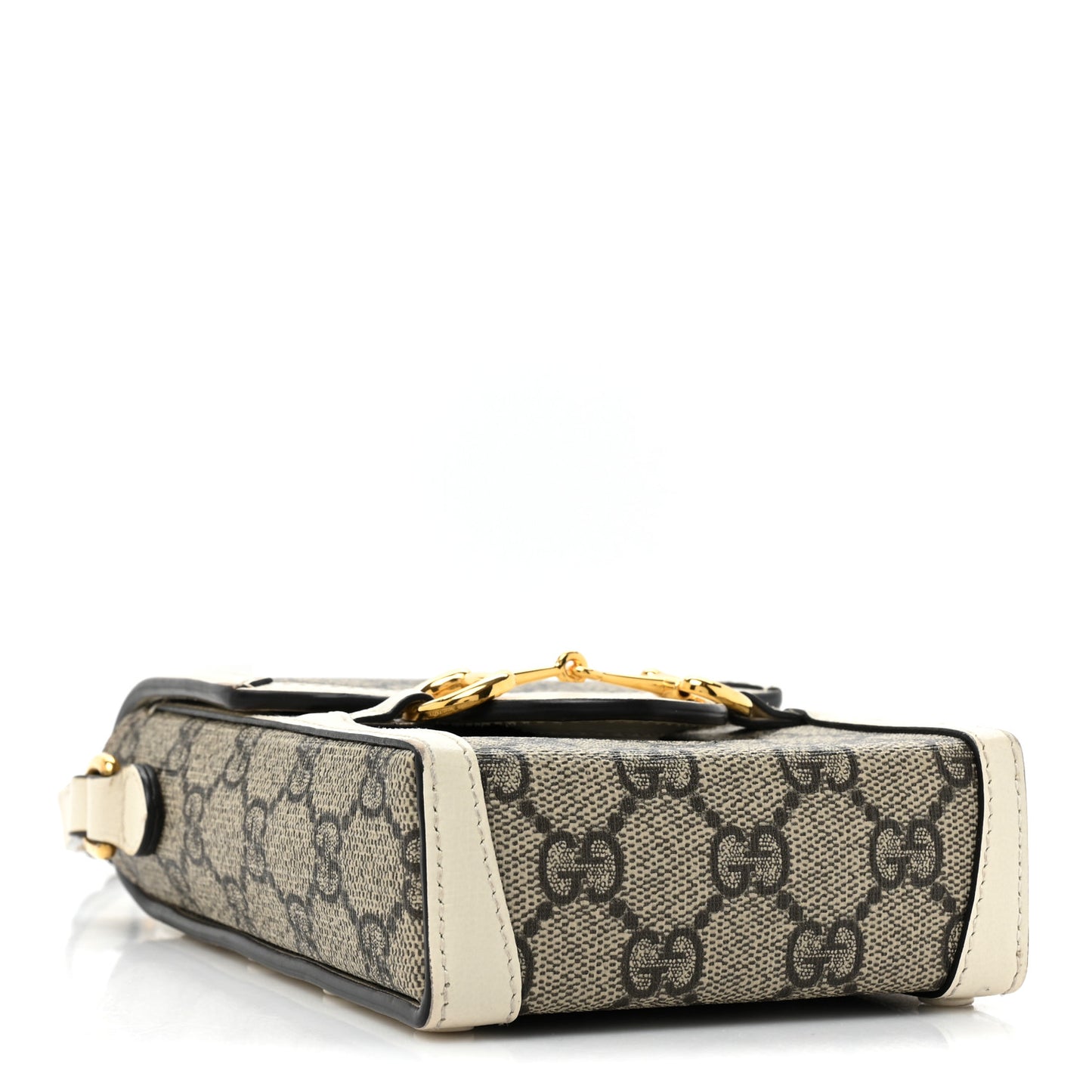 GG Supreme Monogram Azalea Calfskin Mini Horsebit 1955 Crossbody Bag Beige Ebony Mystic White