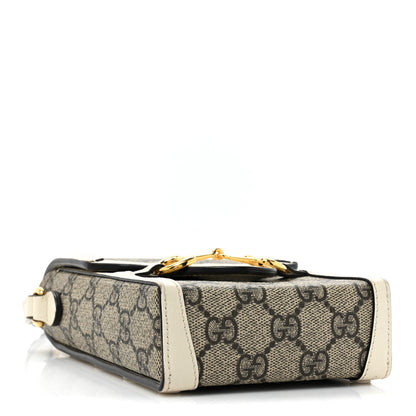 Gucci GG Supreme Monogram Azalea Calfskin Mini Horsebit 1955 Crossbody Bag Beige Ebony Mystic White 3 of 15