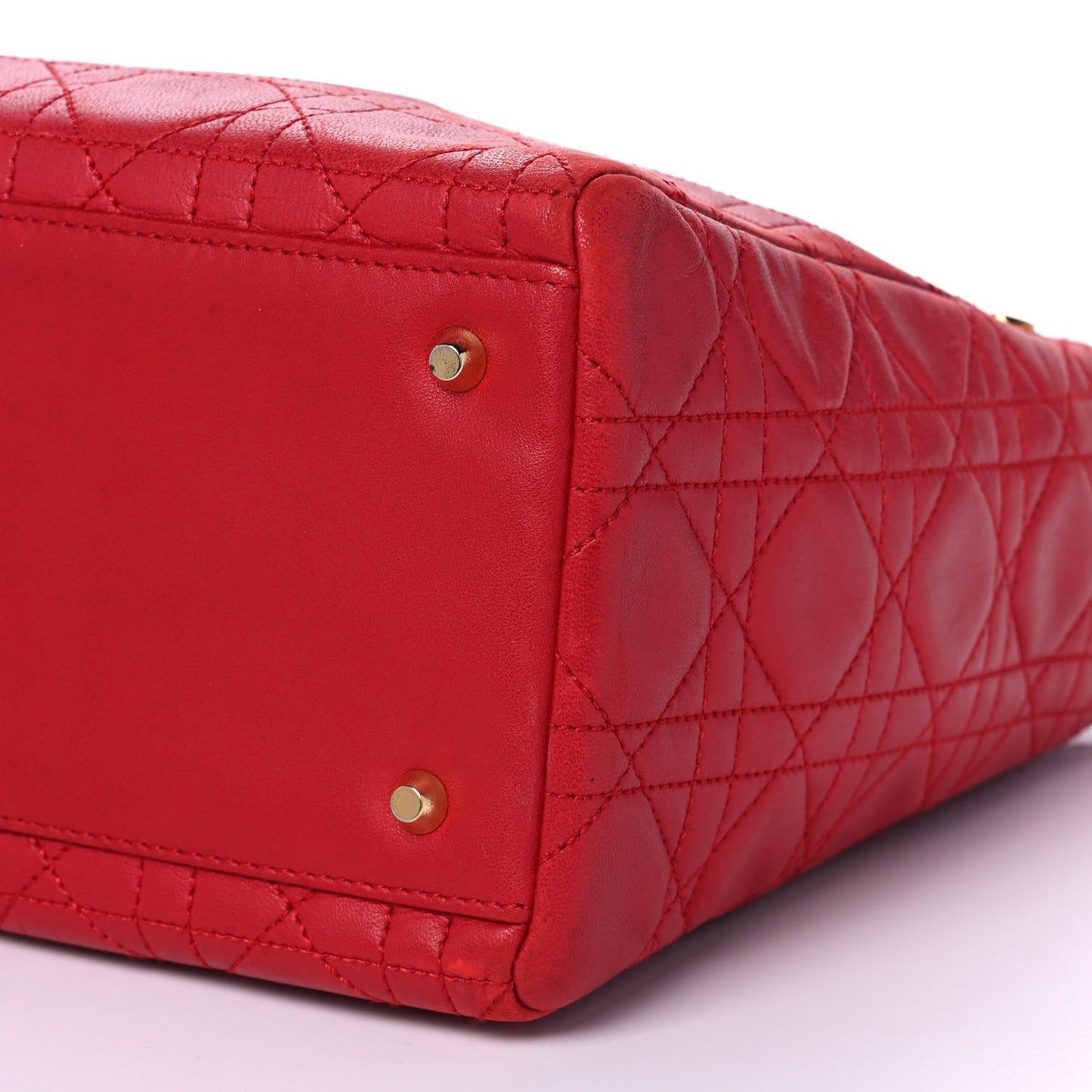 Lambskin Cannage Medium Lady Dior Red