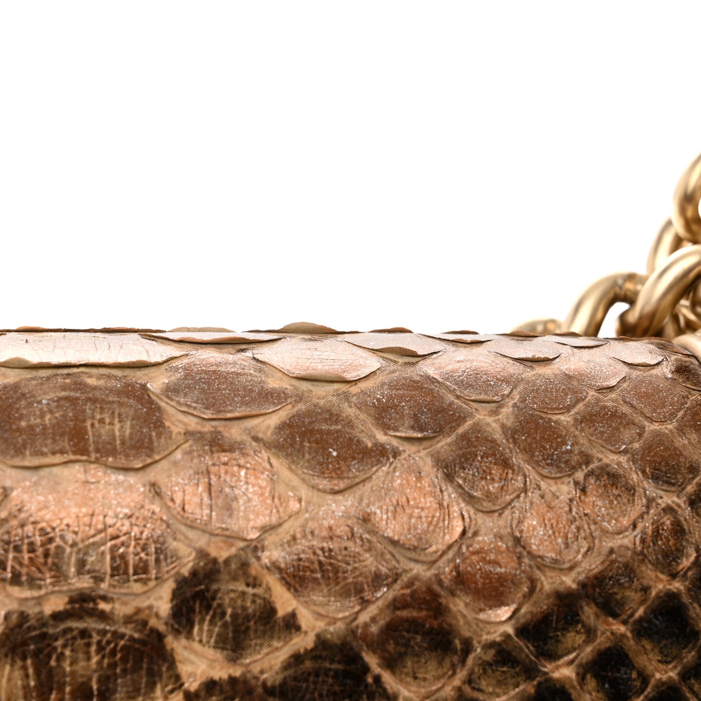 Snakeskin Calfskin Small Boy Flap Gold