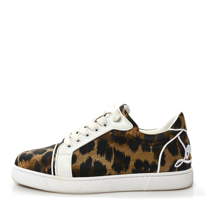 Christian Louboutin Crepe Satin Calfskin Womens Vieira Orlato Flat Sneakers 39 Brown White 1 of 9