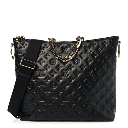 Louis Vuitton Lambskin Embossed Monogram Coussin Hobo MM Black 1 of 12