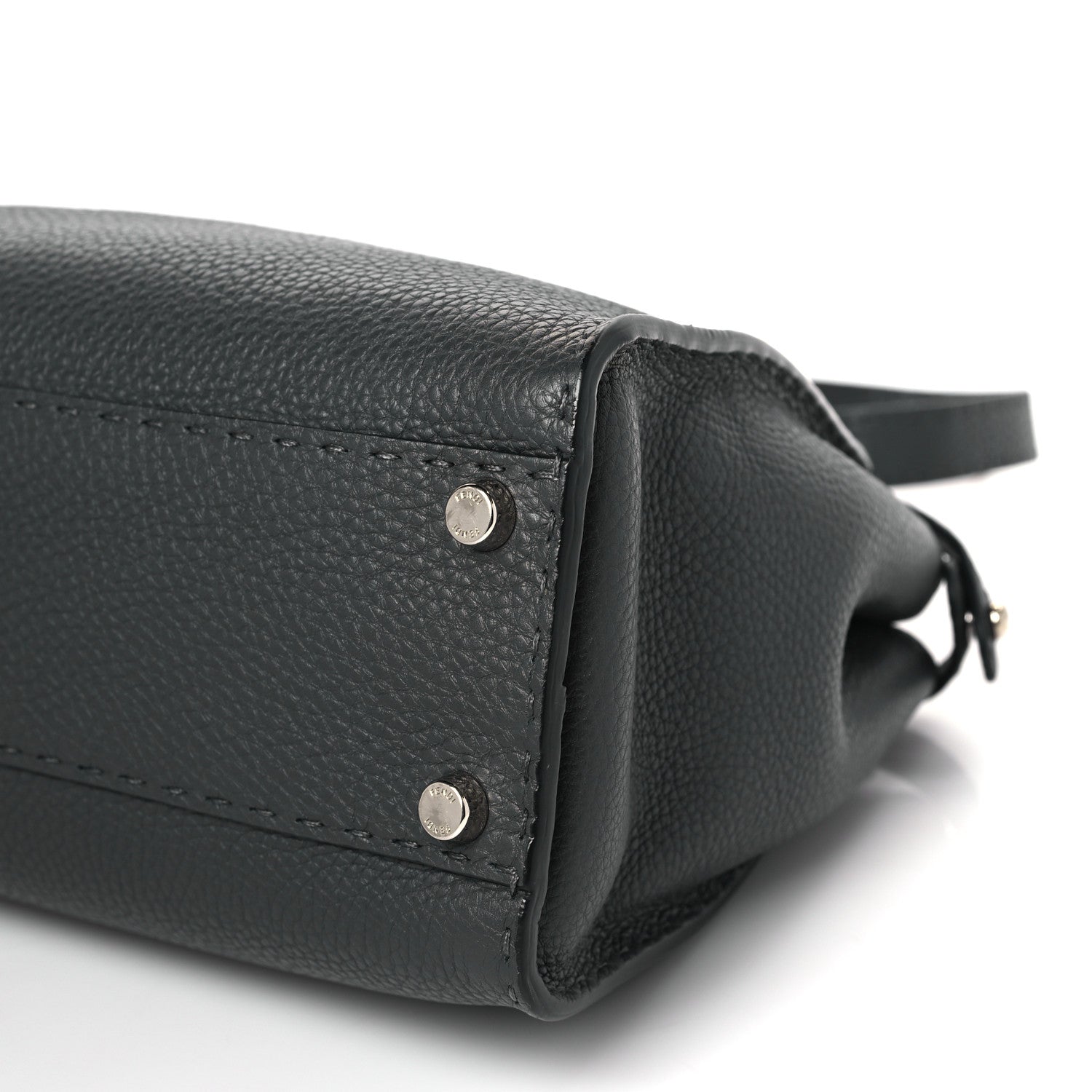 Fendi Cuoio Romano Selleria Bi-Color Medium Peekaboo Iconic Satchel Asfalto Latte 10 of 10