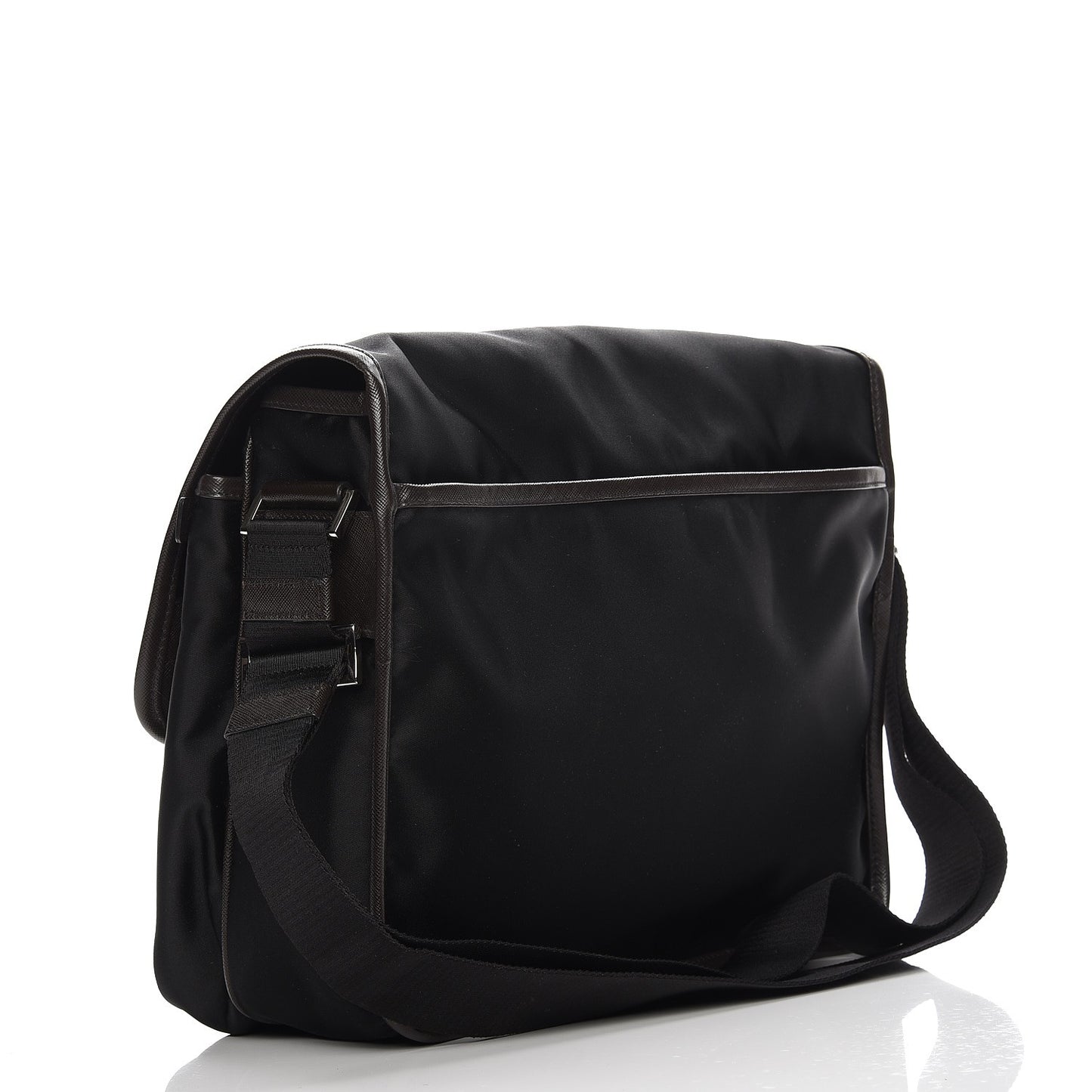 Tessuto Nylon Saffiano Logo Messenger Bag Black