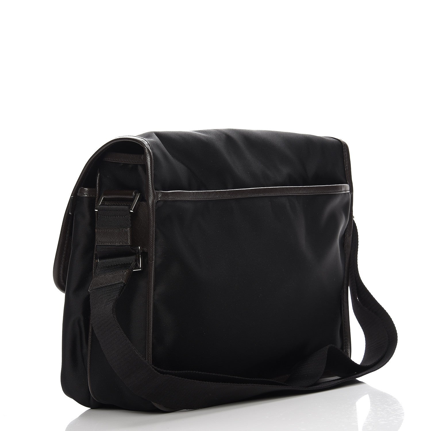 Prada Tessuto Nylon Saffiano Logo Messenger Bag Black 3 of 12