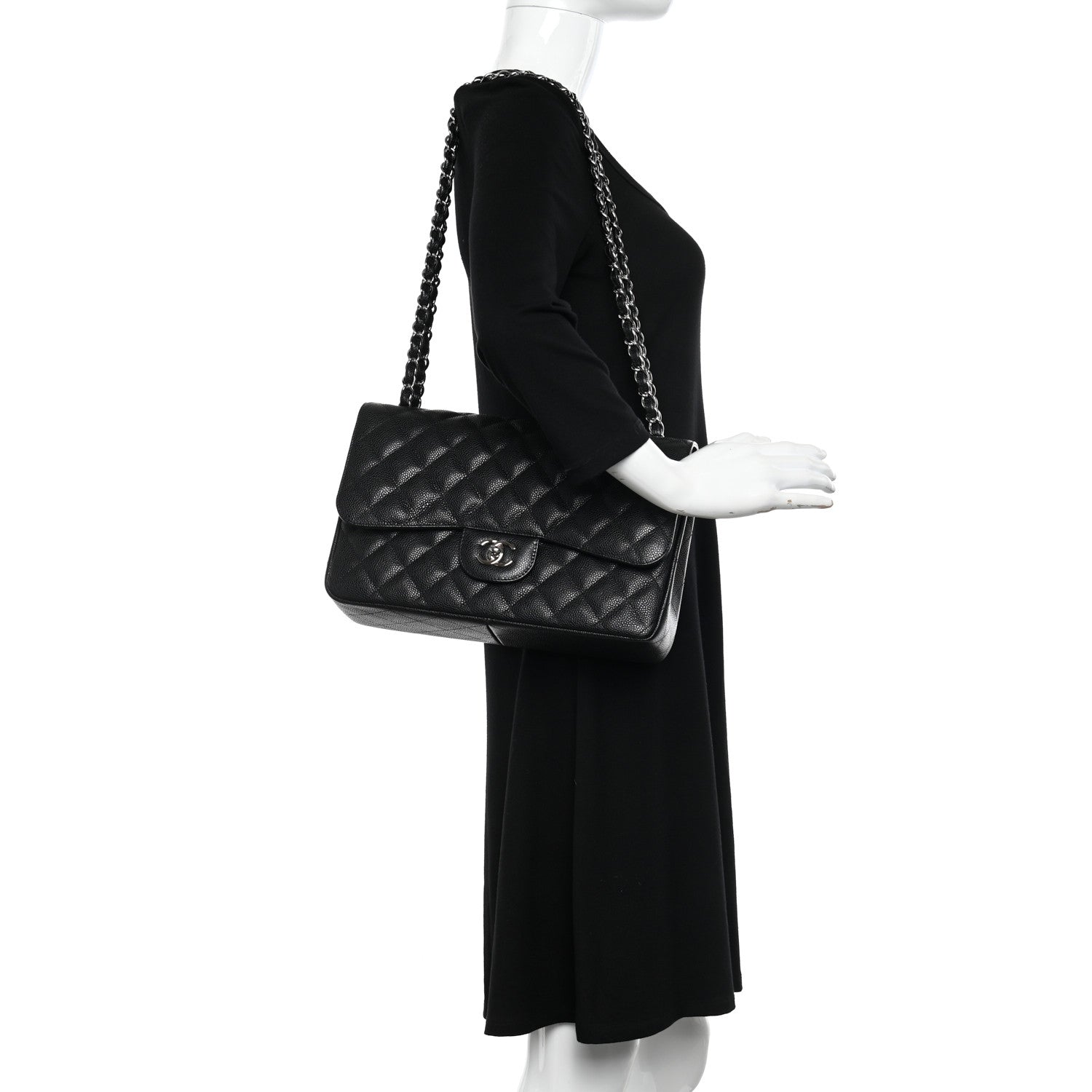 Chanel Caviar Quilted Jumbo Double Flap Black 2 of 10