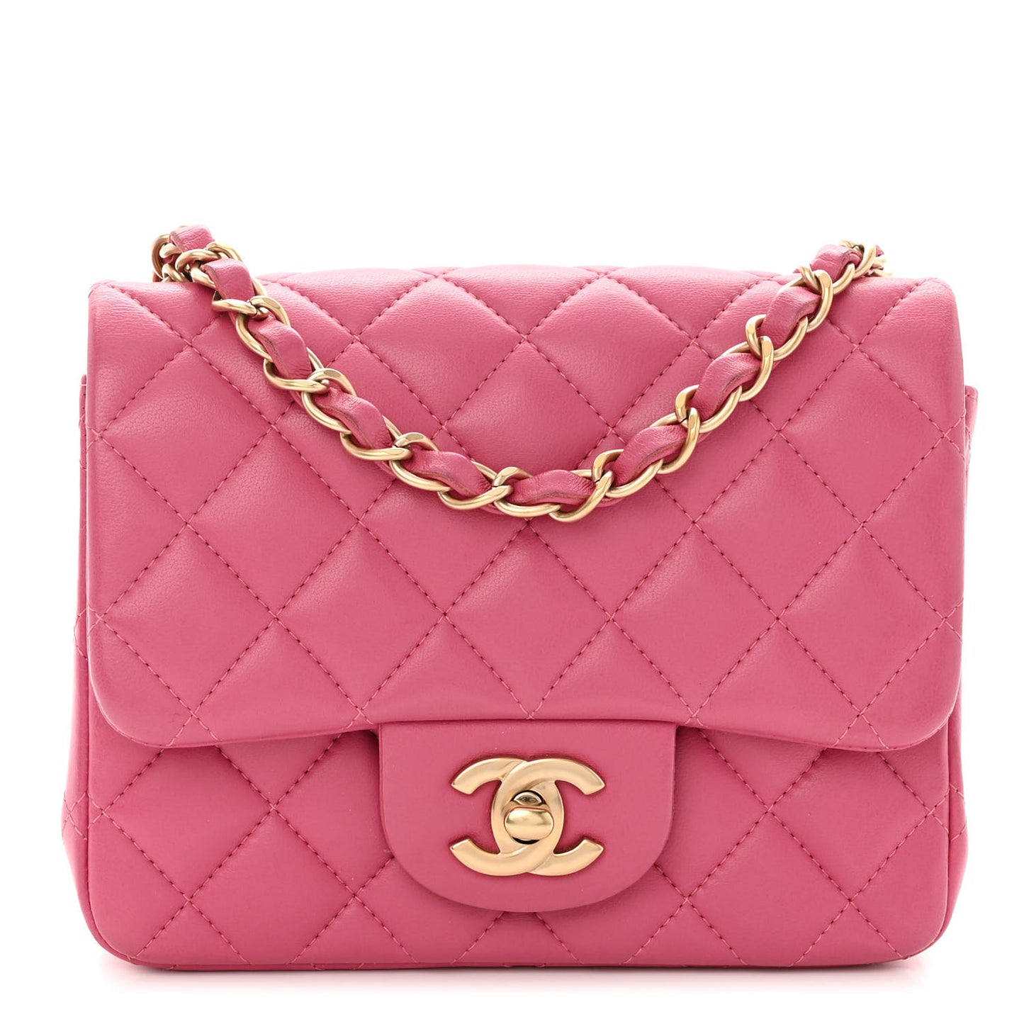 Lambskin Quilted Mini Square Flap Pink