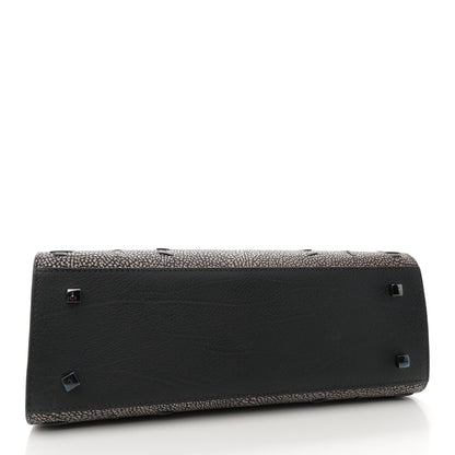 Delvaux Grained Calfskin MM Tribal Stitch Tempete Satchel Ebene Ivory Black 4 of 10