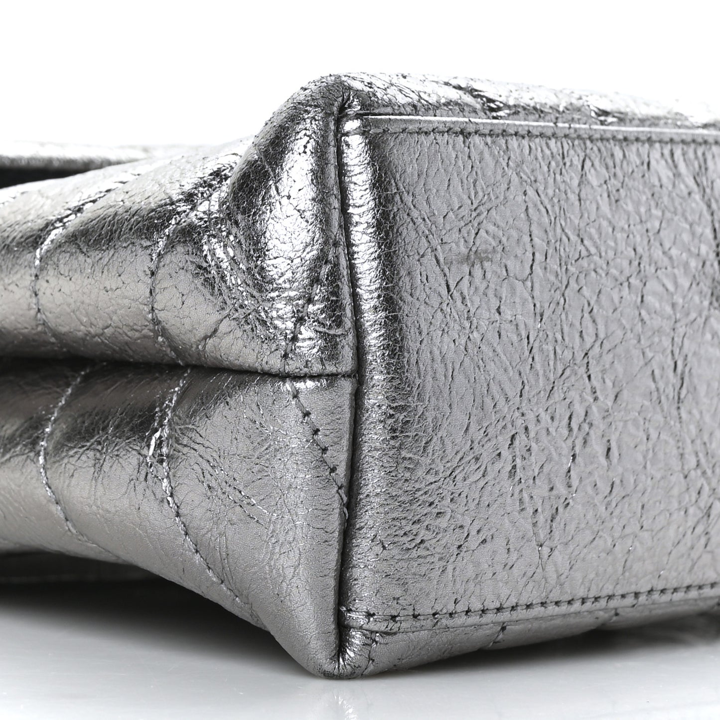 Metallic Calfskin Y Quilted Monogram Small Loulou Chain Satchel Acciaio
