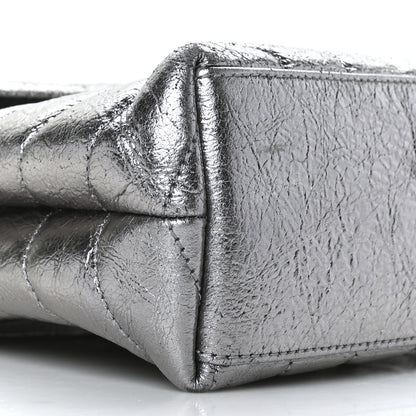 Saint Laurent Metallic Calfskin Y Quilted Monogram Small Loulou Chain Satchel Acciaio 9 of 11