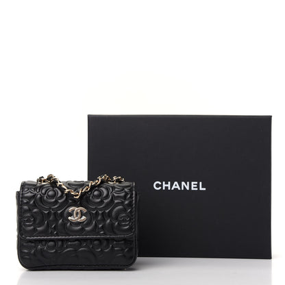 Chanel Lambskin Camellia Embossed Chain Belt Bag Black 8 of 8