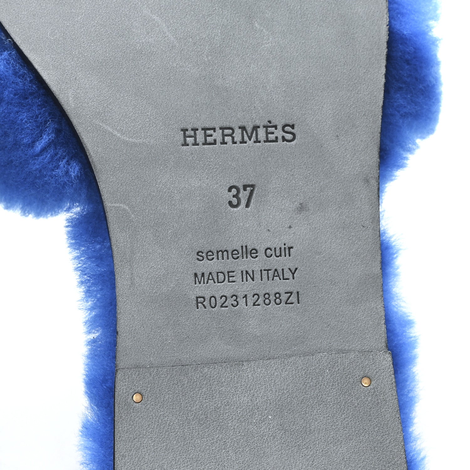 Hermes Woolskin Oran Sandals 37 Blue 8 of 9
