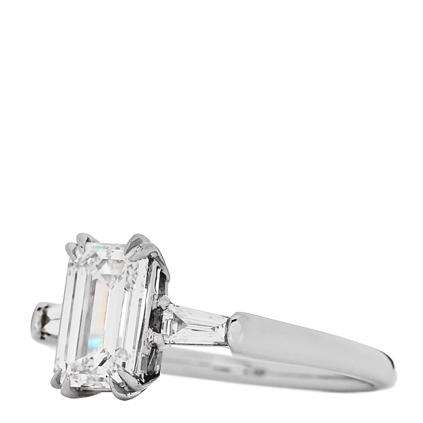 Platinum Diamond 1.157ct Emerald Cut Tapered Baguette Engagement Ring  50 5.25