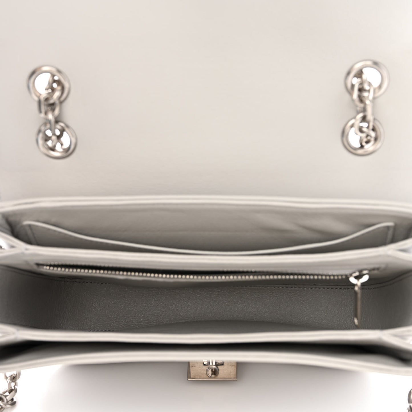 Shiny Calfskin Medium C Bag Pale Grey