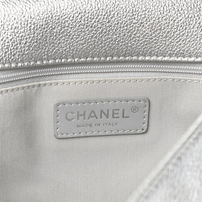 Chanel Metallic Grained Calfskin Quilted Large Casual Rock Backpack Silver 5 of 12