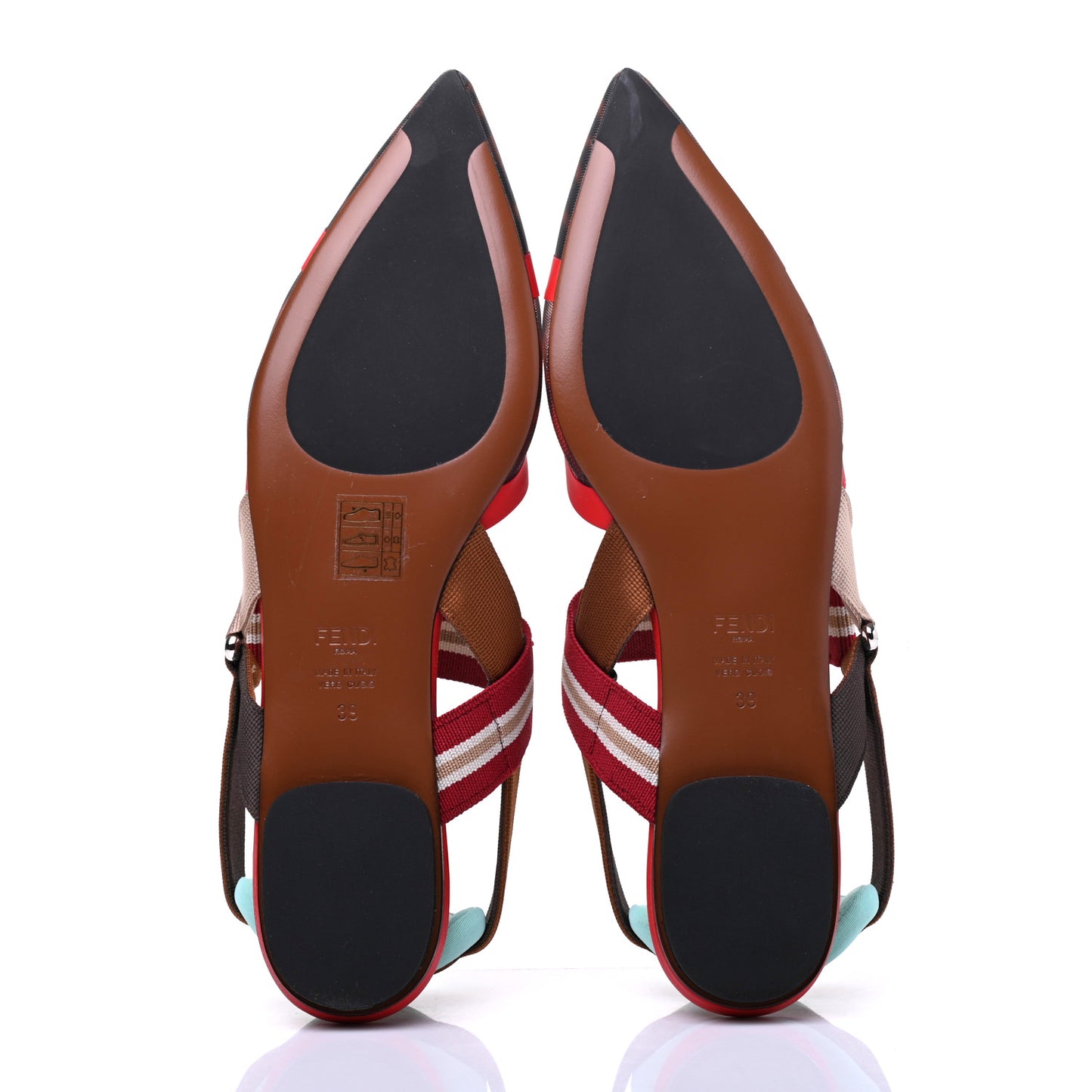 Technical Mesh FF Colibri Slingback Ballerina Flats 39 Tobacco Moro Cipria Papavero