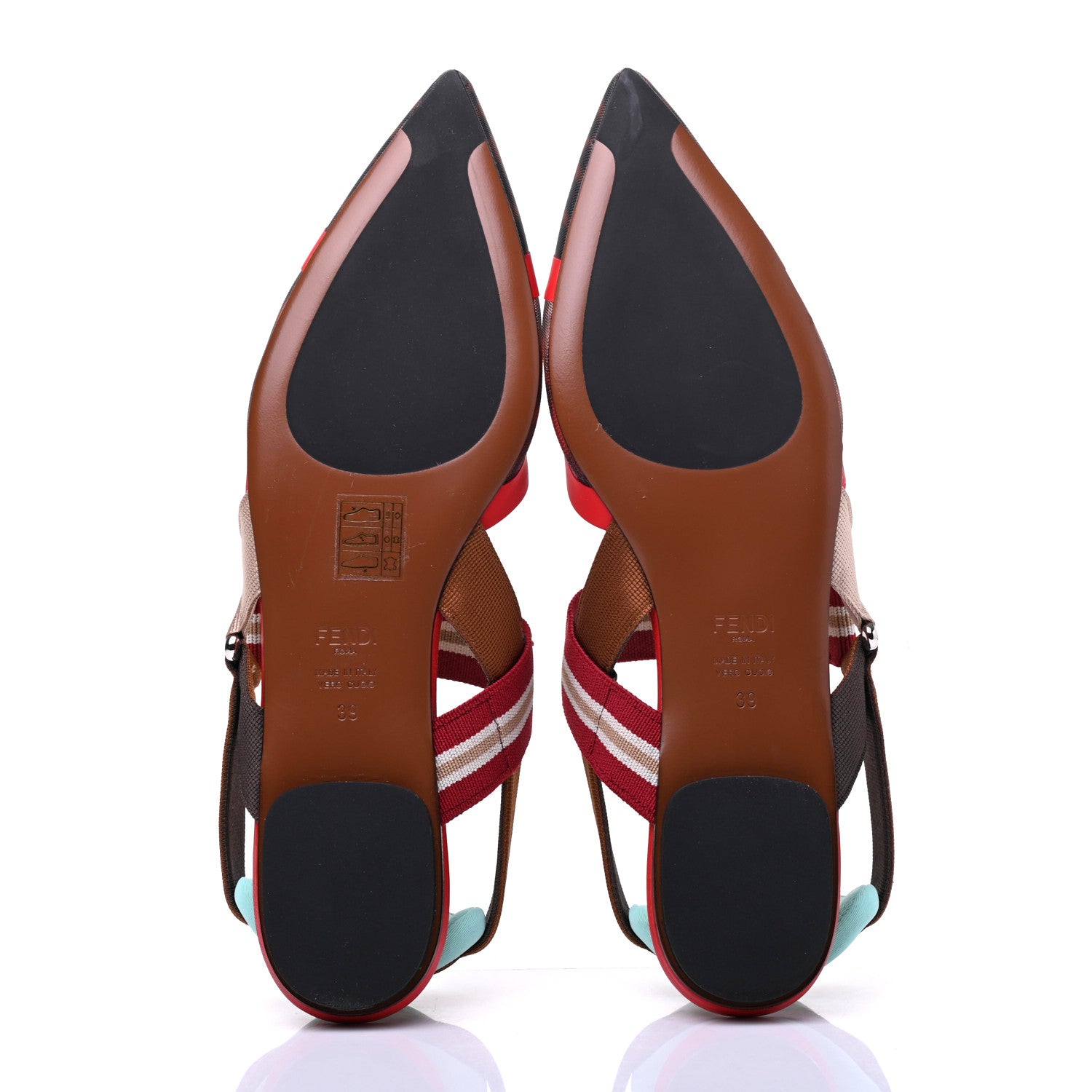 Fendi Technical Mesh FF Colibri Slingback Ballerina Flats 39 Tobacco Moro Cipria Papavero 5 of 8