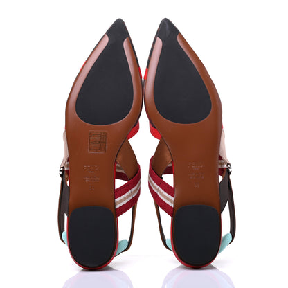 Fendi Technical Mesh FF Colibri Slingback Ballerina Flats 39 Tobacco Moro Cipria Papavero 5 of 8
